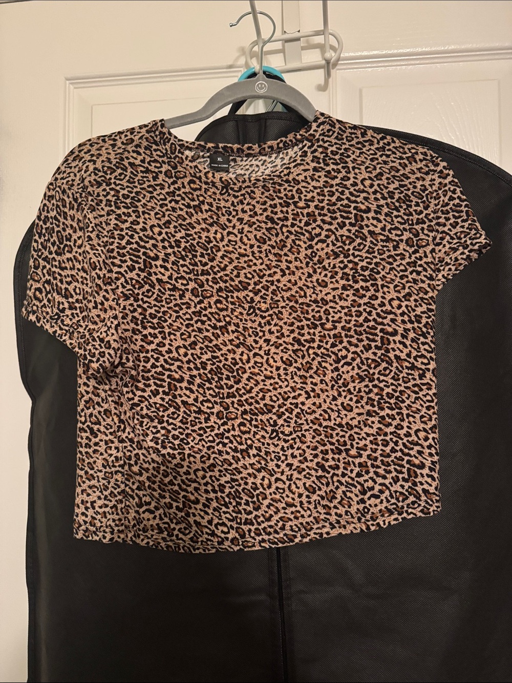 Leopard Print Crop Tee - Neutral Tan & Black